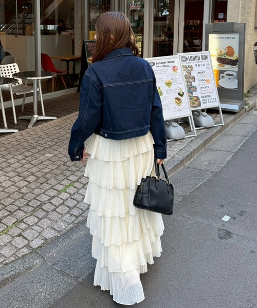 Remind me and forever（リマインドミーアンドフォーエバー）の「【2026SS】シフォンプリーツティアードスカート（スカート・レディース・ブラック/アイボリー/グレー・FREE）」の10枚目の写真