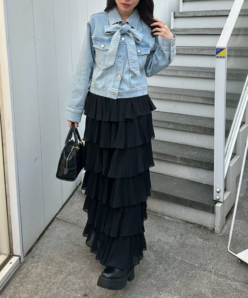 Remind me and forever（リマインドミーアンドフォーエバー）の「【2026SS】シフォンプリーツティアードスカート（スカート・レディース・ブラック/アイボリー/グレー・FREE）」の14枚目の写真