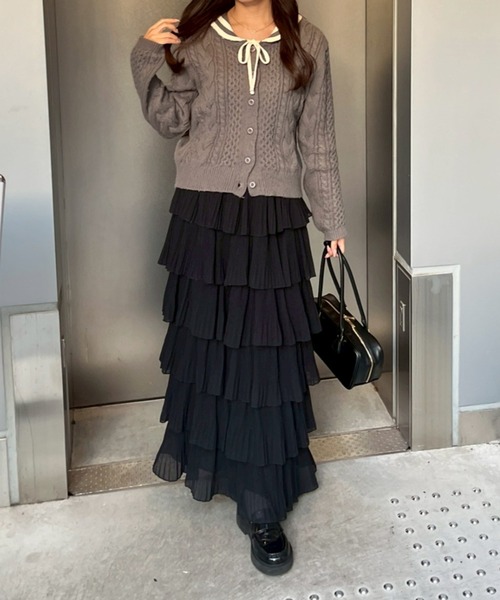 Remind me and forever（リマインドミーアンドフォーエバー）の「【2026SS】シフォンプリーツティアードスカート（スカート・レディース・ブラック/アイボリー/グレー・FREE）」の18枚目の写真