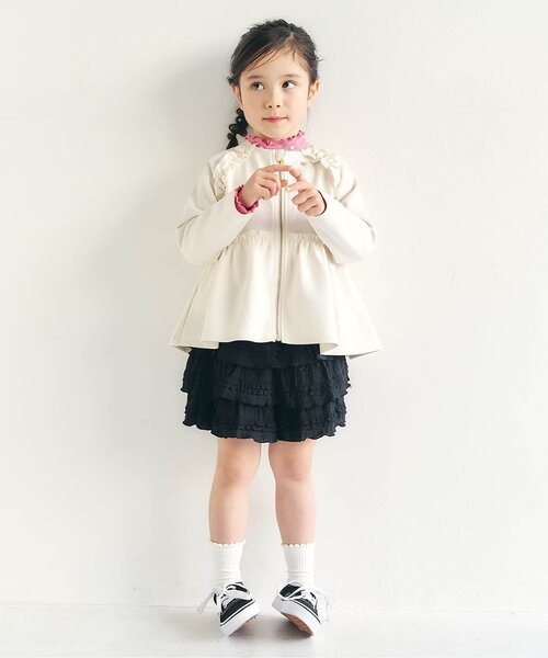 apres les cours（アプレレクール）の「フリルティアードスカパン（その他パンツ・キッズ・ブラック/オフホワイト・100/130/120/110/90/80）」の5枚目の写真