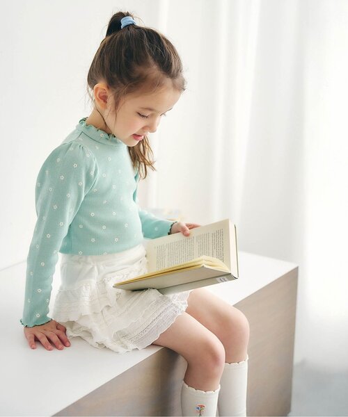 apres les cours（アプレレクール）の「フリルティアードスカパン（その他パンツ・キッズ・ブラック/オフホワイト・100/130/120/110/90/80）」の11枚目の写真