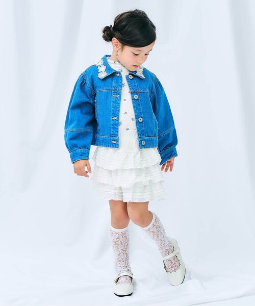 apres les cours（アプレレクール）の「フリルティアードスカパン（その他パンツ・キッズ・ブラック/オフホワイト・100/130/120/110/90/80）」の12枚目の写真