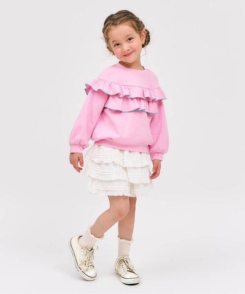 apres les cours（アプレレクール）の「フリルティアードスカパン（その他パンツ・キッズ・ブラック/オフホワイト・100/130/120/110/90/80）」の14枚目の写真