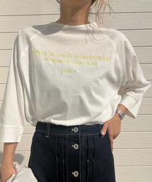 Q | ラウンドネック刺繍T(Tシャツ/カットソー)