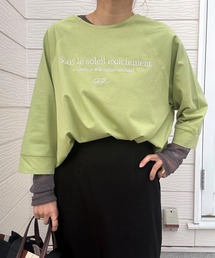 Q | ラウンドネック刺繍T(Tシャツ/カットソー)