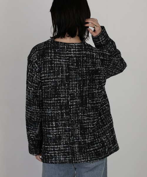 shetila(シェティラ)の「チュールレイヤードツィードジャケット 【2点SET】(ノーカラージャケット・レディース・ブラック/ホワイト系その他/ホワイト系その他2・M)」の9枚目の写真