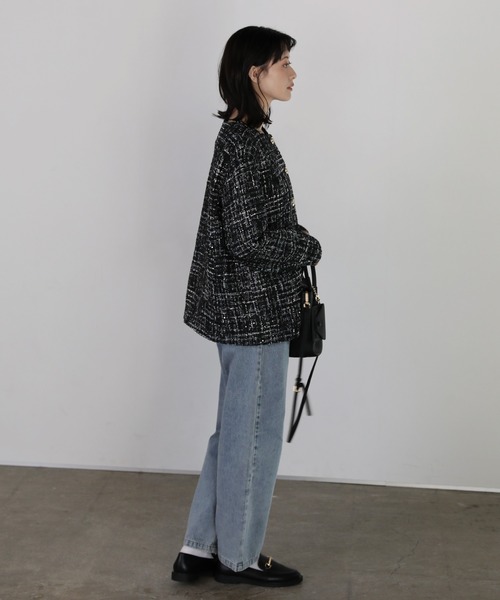 shetila(シェティラ)の「チュールレイヤードツィードジャケット 【2点SET】(ノーカラージャケット・レディース・ブラック/ホワイト系その他/ホワイト系その他2・M)」の12枚目の写真