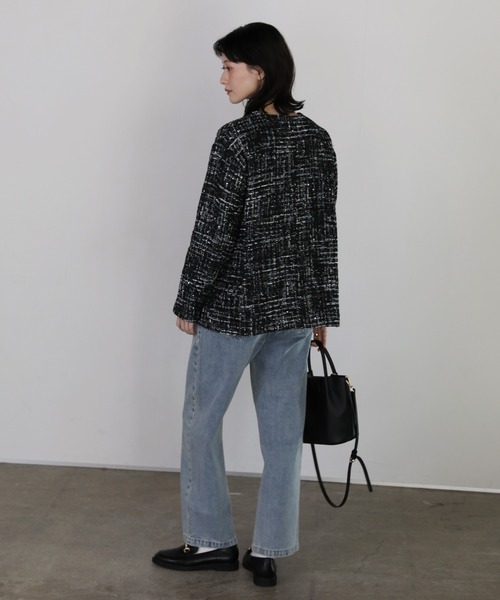 shetila(シェティラ)の「チュールレイヤードツィードジャケット 【2点SET】(ノーカラージャケット・レディース・ブラック/ホワイト系その他/ホワイト系その他2・M)」の13枚目の写真