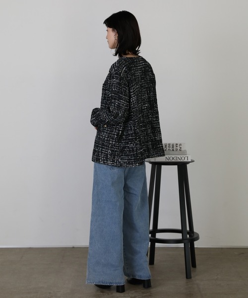 shetila(シェティラ)の「チュールレイヤードツィードジャケット 【2点SET】(ノーカラージャケット・レディース・ブラック/ホワイト系その他/ホワイト系その他2・M)」の16枚目の写真