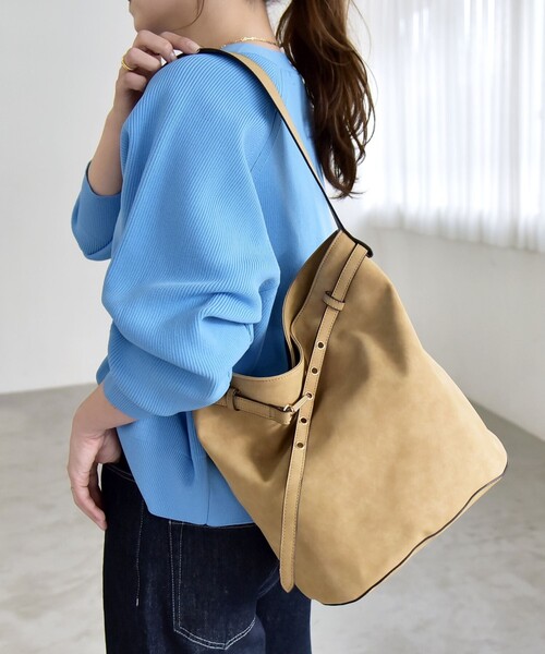 quaranciel（カランシエル）の「quaranciel: ワンハンドル ベルトデザイン トート バッグ（A4対応）（トートバッグ・レディース・ベージュ/グレー/ピンク・ONE SIZE）」の18枚目の写真