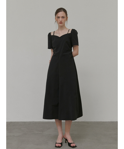 ETMON(エトモン)の「Heart Strap Shirring Dress, Black(ワンピース・レディース・その他・S/M)」の2枚目の写真