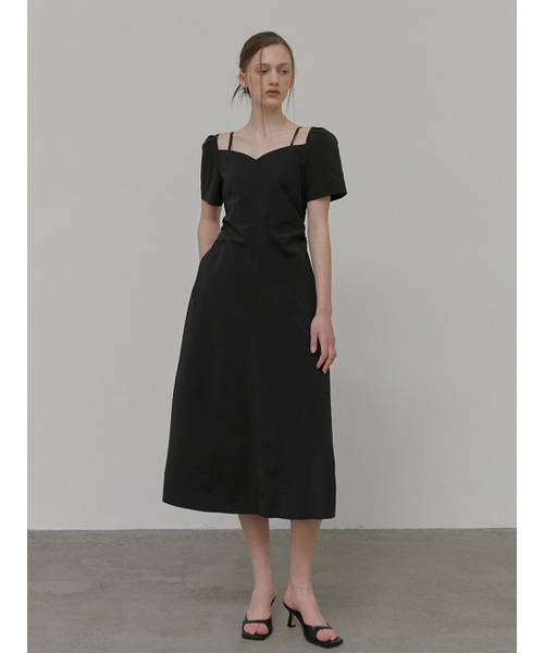 ETMON(エトモン)の「Heart Strap Shirring Dress, Black(ワンピース・レディース・その他・S/M)」の3枚目の写真