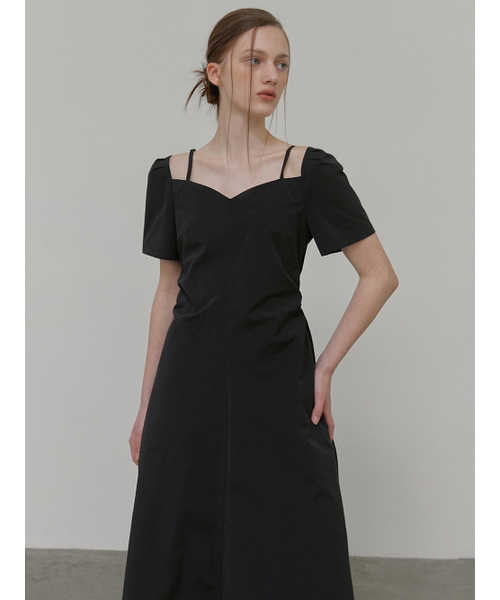 ETMON(エトモン)の「Heart Strap Shirring Dress, Black(ワンピース・レディース・その他・S/M)」の4枚目の写真