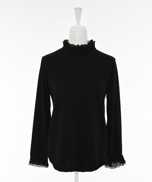 Narcissus（ナルシス）の「シフォンフリルロンT/レイヤード（Tシャツ/カットソー・レディース・ホワイト/ブラック・FREE）」の2枚目の写真