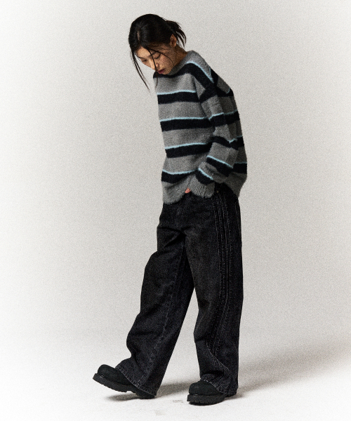 SLOWACID（スローアシッド）の「ヘアリーストライププルオーバーニット[グレー]（ニット/セーター・レディース・その他・LARGE/MEDIUM/SMALL）」の6枚目の写真