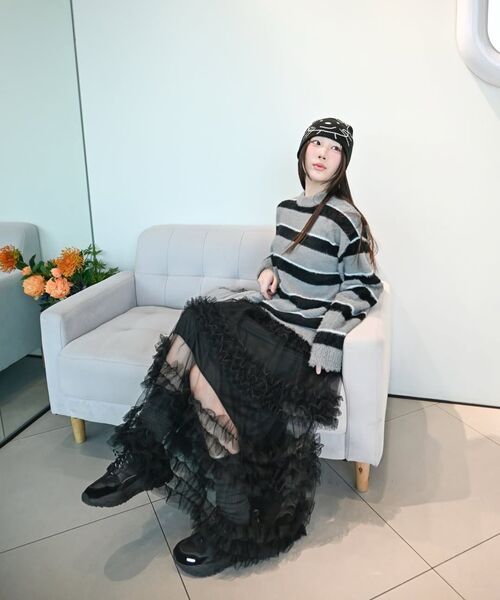 SLOWACID（スローアシッド）の「ヘアリーストライププルオーバーニット[グレー]（ニット/セーター・レディース・その他・LARGE/MEDIUM/SMALL）」の2枚目の写真