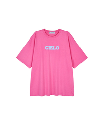 カラータイポオーバーサイズ半袖Tシャツ (ピンク)