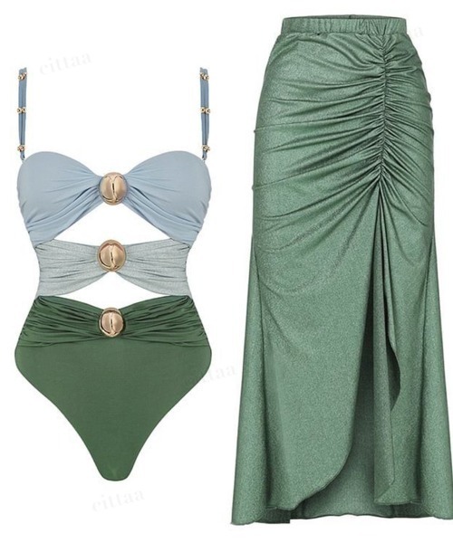 Dalfwin(ダールフィン)の「レデイーズ水着 ロング丈スリットパレオ(水着・レディース・アイボリー/ブラック/パープル/グリーン・FREE/SMALL/MEDIUM/LARGE)」の21枚目の写真