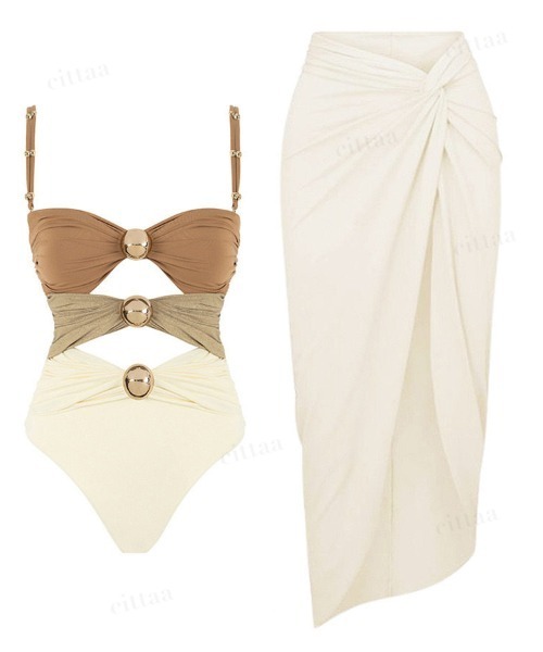 Dalfwin(ダールフィン)の「レデイーズ水着 ロング丈スリットパレオ(水着・レディース・アイボリー/ブラック/パープル/グリーン・FREE/SMALL/MEDIUM/LARGE)」の5枚目の写真