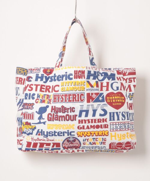 HYSTERIC MINI(ヒステリックミニ)の「LOGO COLLAGE総柄 横長トートバッグ(ショルダーバッグ・キッズ・ホワイト系その他・FREE)」の2枚目の写真