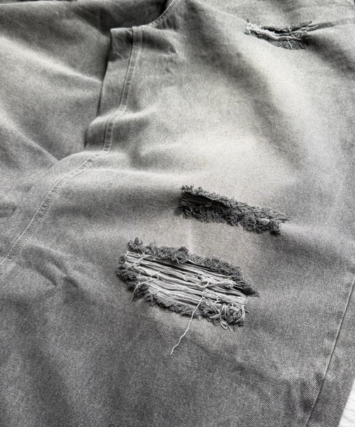 Theater code(シアターコード)の「Theater code × 6hourssleep ヴィンテージダメージワイドレッグ デニムパンツ(デニムパンツ・メンズ・グレー・M/L)」の11枚目の写真