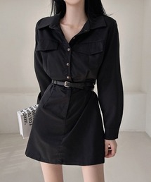 ONEP STAR | シャツデザインミニワンピース(シャツワンピース)