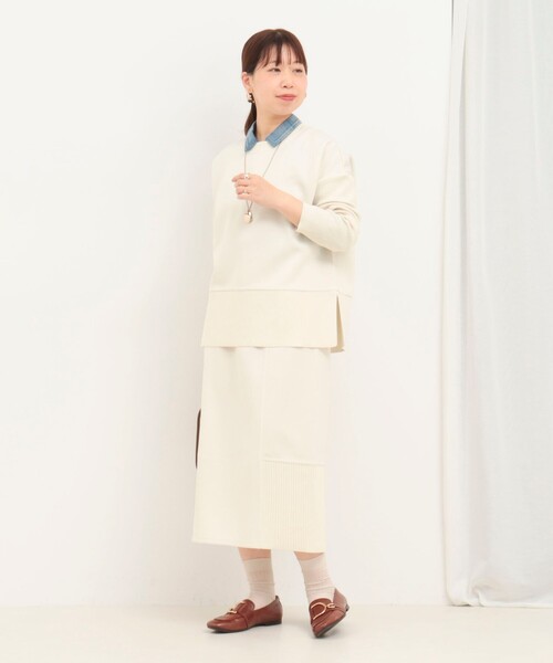 MICO COULIER(ミコクリエ)の「《セットアップ対応》軽量ボンディングリブ切替プルオーバー(Tシャツ/カットソー・レディース・キナリ/ネイビー/カーキ・38)」の19枚目の写真