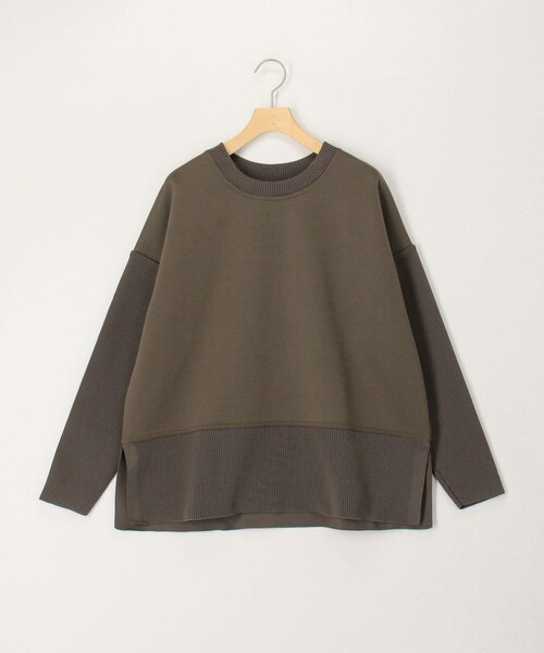 MICO COULIER(ミコクリエ)の「《セットアップ対応》軽量ボンディングリブ切替プルオーバー(Tシャツ/カットソー・レディース・キナリ/ネイビー/カーキ・38)」の7枚目の写真