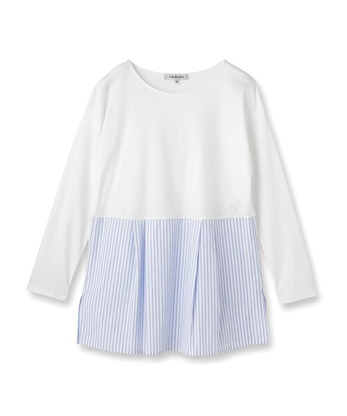 INDIVI(インディヴィ)の「【レイヤードにおすすめ】切り替えデザイントップス(Tシャツ/カットソー・レディース・ホワイト系3/ブルー系7・38/13/05)」の3枚目の写真