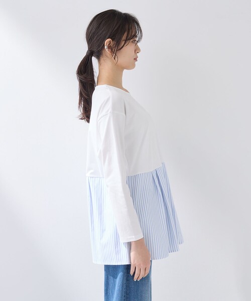 INDIVI(インディヴィ)の「【レイヤードにおすすめ】切り替えデザイントップス(Tシャツ/カットソー・レディース・ホワイト系3/ブルー系7・38/13/05)」の13枚目の写真