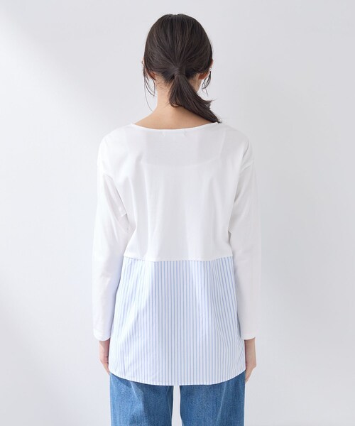 INDIVI(インディヴィ)の「【レイヤードにおすすめ】切り替えデザイントップス(Tシャツ/カットソー・レディース・ホワイト系3/ブルー系7・38/13/05)」の14枚目の写真