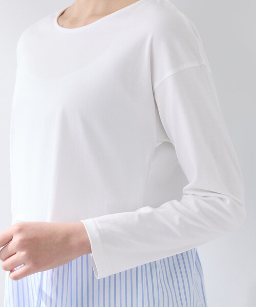 INDIVI(インディヴィ)の「【レイヤードにおすすめ】切り替えデザイントップス(Tシャツ/カットソー・レディース・ホワイト系3/ブルー系7・38/13/05)」の16枚目の写真