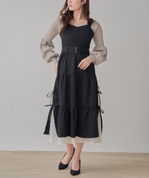 Fetchcollection（フェッチコレクション）の「ベルト付きシフォン切り替えジャンパースカート（ジャンパースカート）」