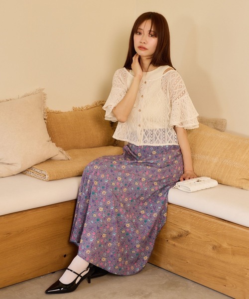 mysty woman(ミスティウーマン)の「ラッセルレースアンサンブル2 659886(カーディガン/ボレロ・レディース・アイボリー/ブラック/ライトグレー/グリーン・FREE)」の10枚目の写真