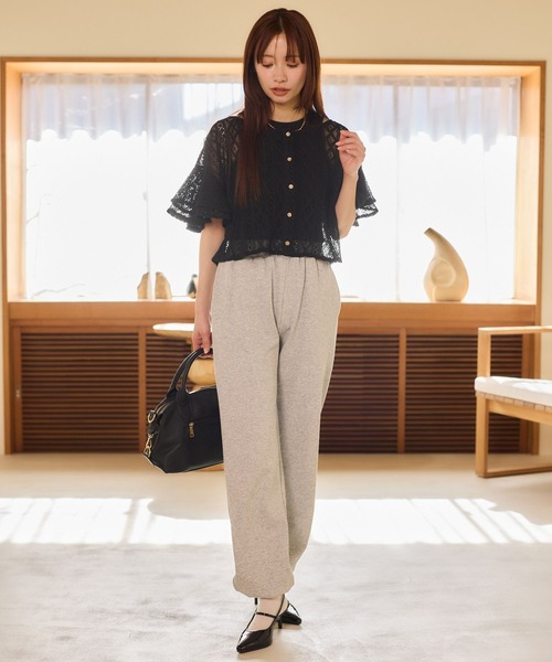 mysty woman(ミスティウーマン)の「ラッセルレースアンサンブル2 659886(カーディガン/ボレロ・レディース・アイボリー/ブラック/ライトグレー/グリーン・FREE)」の8枚目の写真