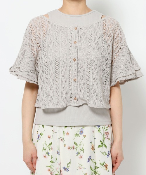 mysty woman(ミスティウーマン)の「ラッセルレースアンサンブル2 659886(カーディガン/ボレロ・レディース・アイボリー/ブラック/ライトグレー/グリーン・FREE)」の12枚目の写真