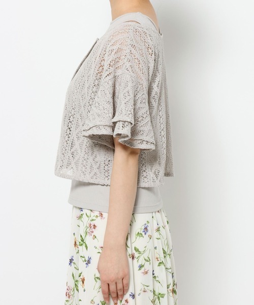 mysty woman(ミスティウーマン)の「ラッセルレースアンサンブル2 659886(カーディガン/ボレロ・レディース・アイボリー/ブラック/ライトグレー/グリーン・FREE)」の13枚目の写真