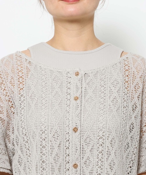 mysty woman(ミスティウーマン)の「ラッセルレースアンサンブル2 659886(カーディガン/ボレロ・レディース・アイボリー/ブラック/ライトグレー/グリーン・FREE)」の15枚目の写真