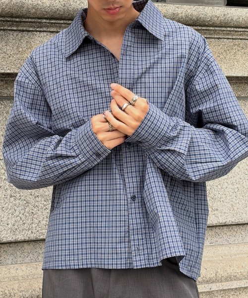 UNDERSTATEMENTs（アンダーステイトメント）の「【ユニセックス】ショート丈ベーシックシャツ（シャツ/ブラウス・メンズ・ブルー系その他/ブラック系その他/ライトブルー/ブルー/ホワイト/ホワイト系/ホワイト系その他/ネイビー系/ネイビー/ブラック系その他2/ブラック系/チャコールグレー/ブルー系その他2/ブラック/ブラウン系その他・MEDIUM/LARGE）」の18枚目の写真