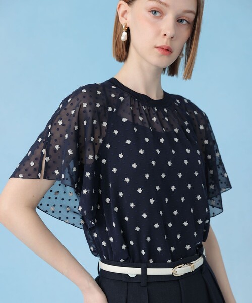ANAYI（アナイ）の「フラワー刺繍ドットスリット ブラウス（シャツ/ブラウス・レディース・ホワイト/ネイビー/ブラック・38/36）」の3枚目の写真