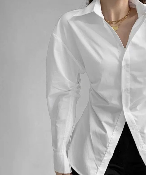 ampm(エーエムピーエム)の「ウエストシェイプ ロングシャツ(シャツ/ブラウス・レディース・ホワイト・L/M/S)」の9枚目の写真
