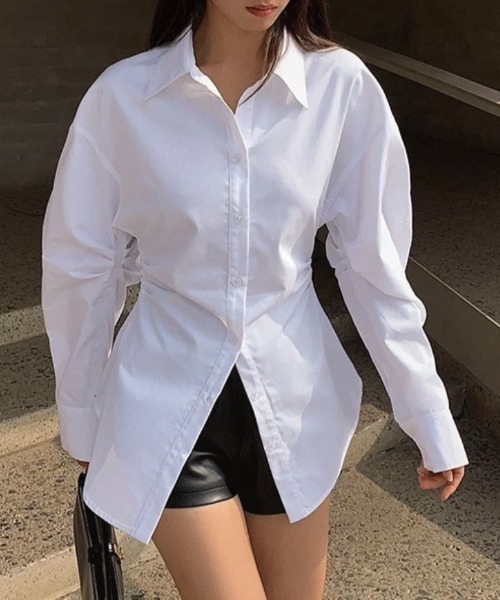 ampm(エーエムピーエム)の「ウエストシェイプ ロングシャツ(シャツ/ブラウス・レディース・ホワイト・L/M/S)」の21枚目の写真