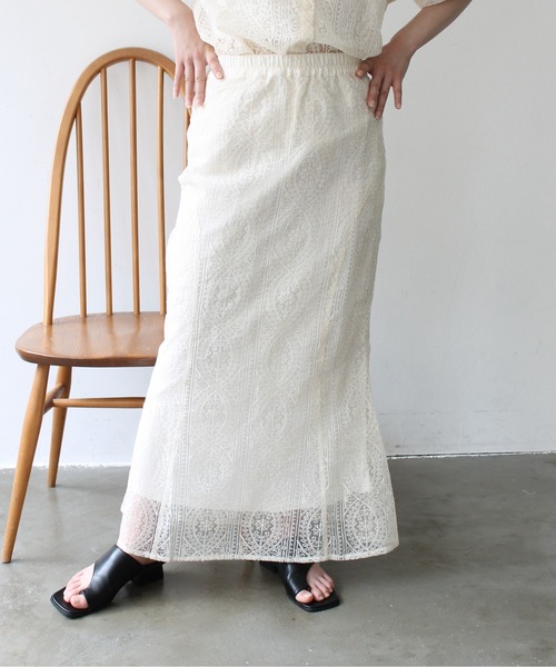 Meli rich（メリーリッチ）の「レース刺繍マーメイドスカート（スカート・レディース・ブラック/アイボリー・FREE）」の2枚目の写真