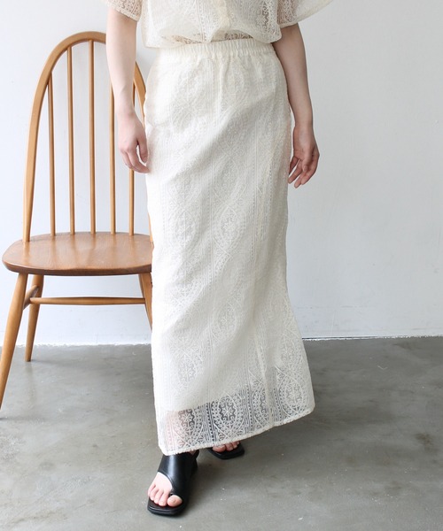 Meli rich（メリーリッチ）の「レース刺繍マーメイドスカート（スカート・レディース・ブラック/アイボリー・FREE）」の4枚目の写真