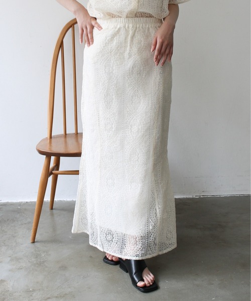 Meli rich（メリーリッチ）の「レース刺繍マーメイドスカート（スカート・レディース・ブラック/アイボリー・FREE）」の5枚目の写真