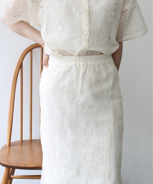 Meli rich（メリーリッチ）の「レース刺繍マーメイドスカート（スカート・レディース・ブラック/アイボリー・FREE）」の6枚目の写真