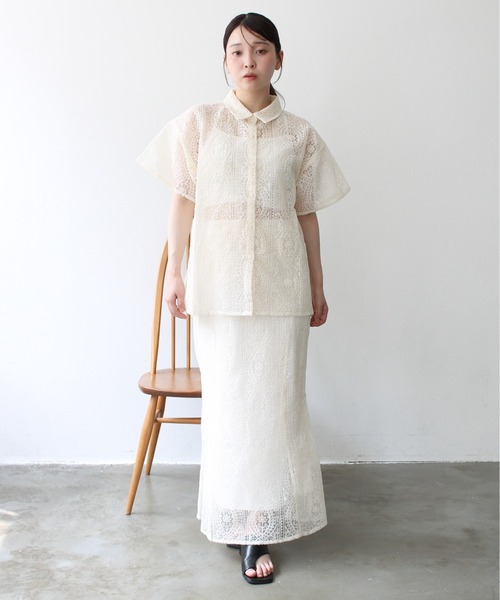 Meli rich（メリーリッチ）の「レース刺繍マーメイドスカート（スカート・レディース・ブラック/アイボリー・FREE）」の7枚目の写真