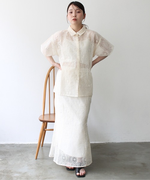 Meli rich（メリーリッチ）の「レース刺繍マーメイドスカート（スカート・レディース・ブラック/アイボリー・FREE）」の8枚目の写真