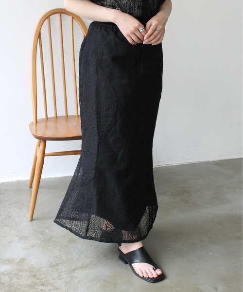 Meli rich（メリーリッチ）の「レース刺繍マーメイドスカート（スカート・レディース・ブラック/アイボリー・FREE）」の13枚目の写真