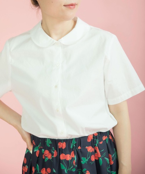 CHILD WOMAN(チャイルドウーマン)の「100/2ブロード・ローンドット 丸襟半袖ブラウス(シャツ/ブラウス・レディース・ホワイト/ドット/ピンク/ブルー・FREE)」の20枚目の写真